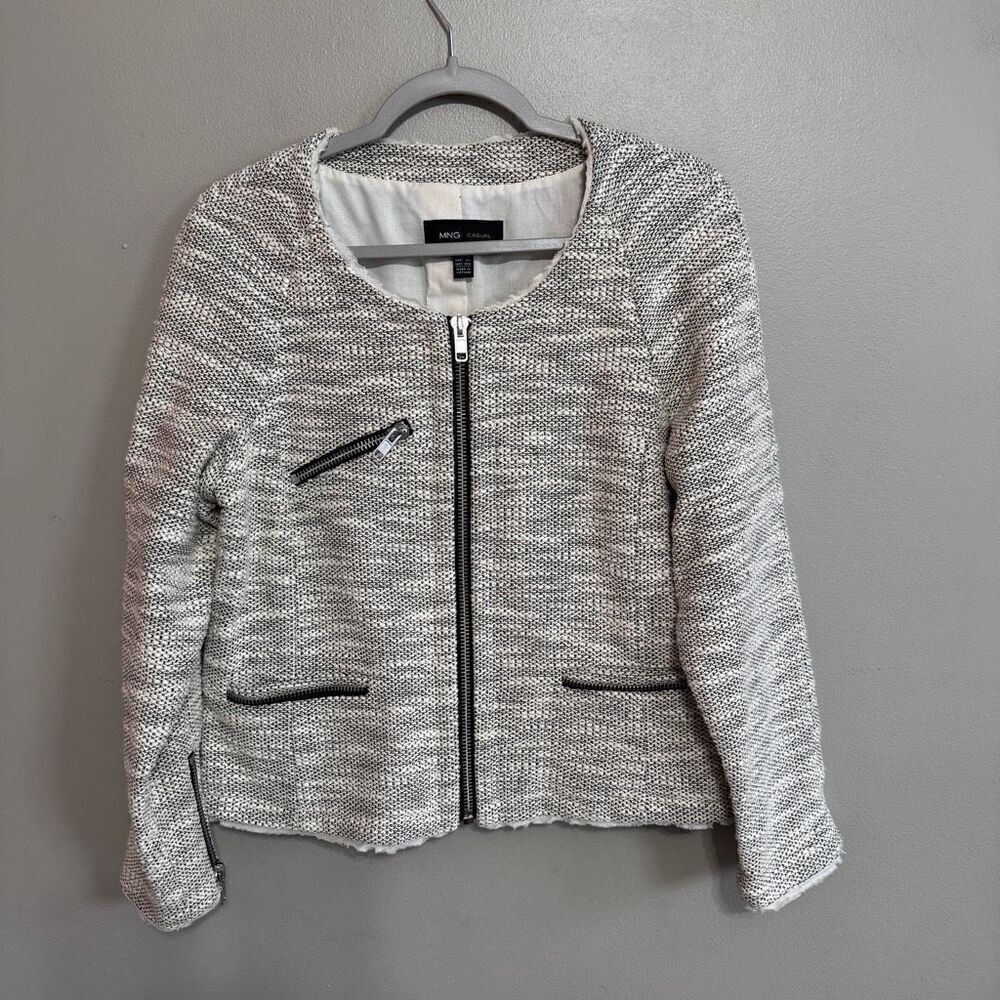 Mango MNG Casual tweed cropped jacket size XL